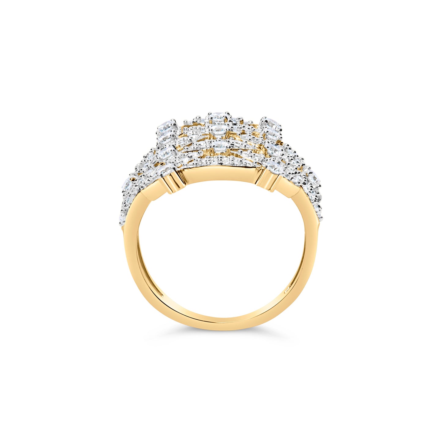 14K Yellow Gold 1.0 Cttw Diamond Geometric Stacked Ring - Size 7