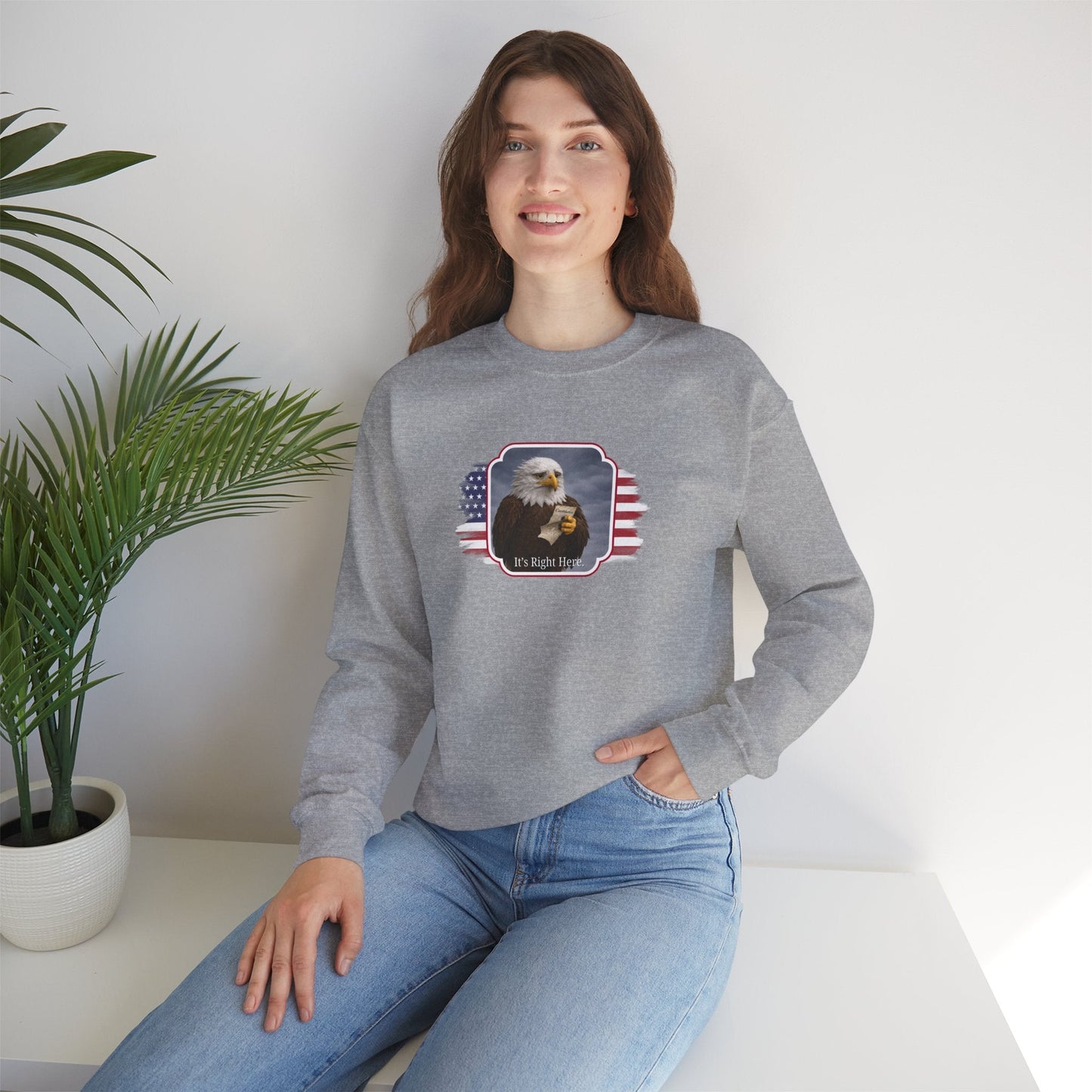 It's Right Here Political Parody Crewneck Sweatshirt