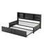 Metal Twin Size Daybed with Trundle, Storage & USB Ports - Black