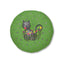 Curious Garden Cat Round Floor Pillow – Green Paw Print Accent Cushion