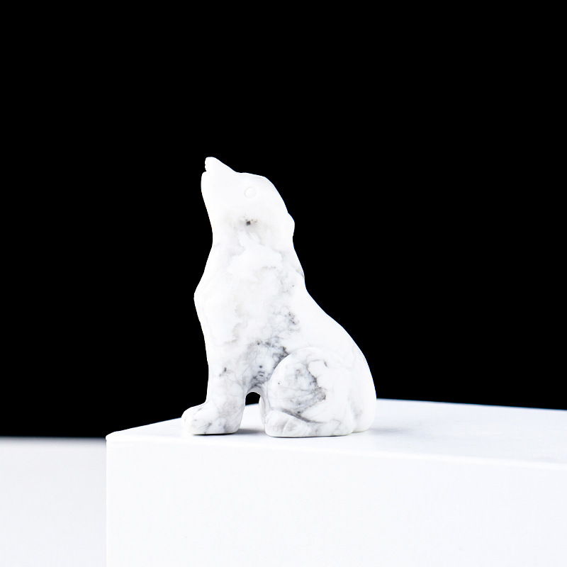 Natural Crystal Wolf Cub Carving - Premium Home Decor