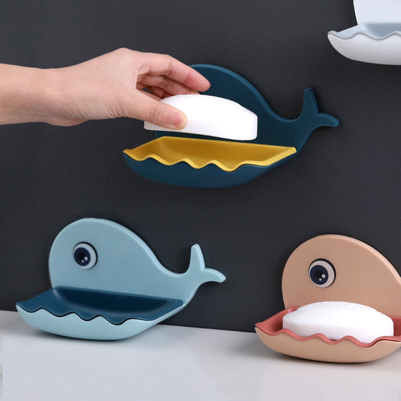 Whale Shape Free Punch Soap Rack Bathroom Drain Soap Box Toilet Soap Rack Wall-Mounted Rack - Korvel