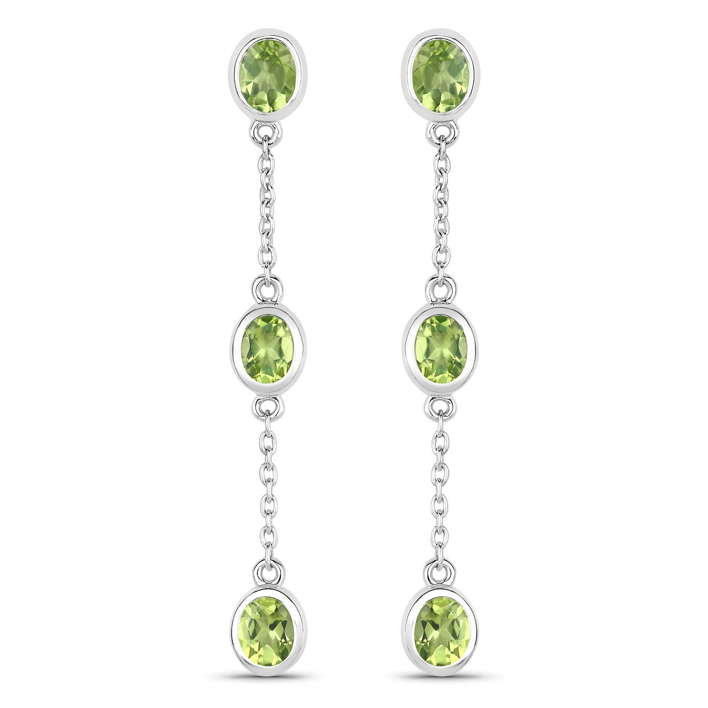 Pendientes de Peridoto Genuino de 2.10 Quilates en Plata Esterlina .925