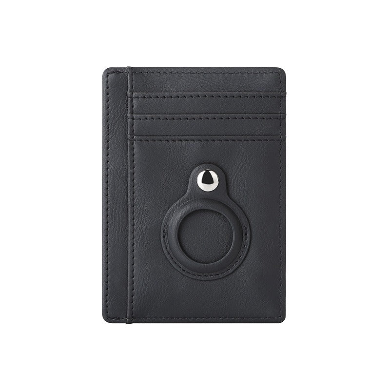 AirTag multi-card slot Apple tracker anti-lost protective cover card bag anti-theft brush Crazy Horse PU leather RFID bag - Korvel