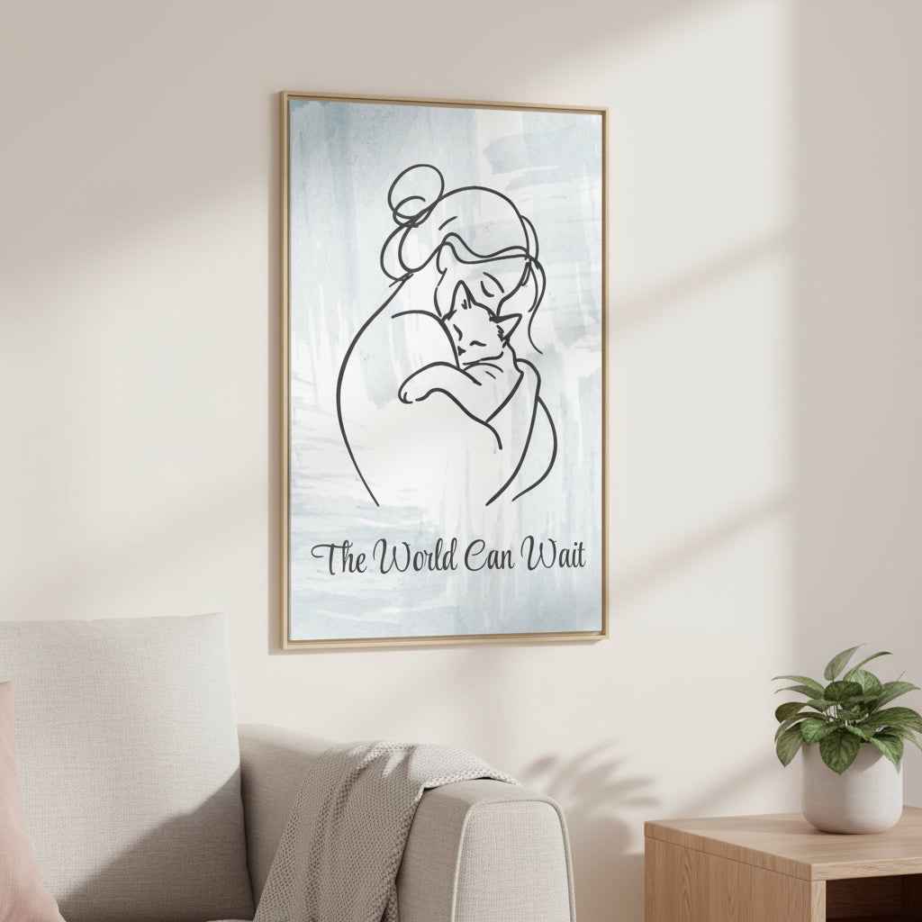 L'impression sur toile Chat Le Monde Peut Attendre