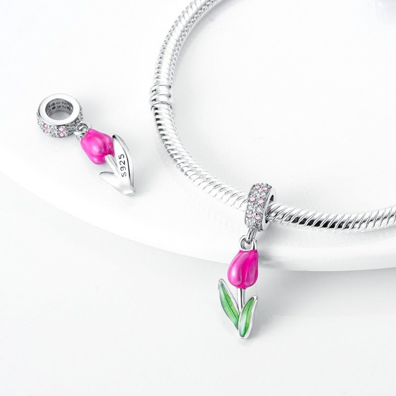 Bracelet Pendentif Perlé Fleurs Élégant