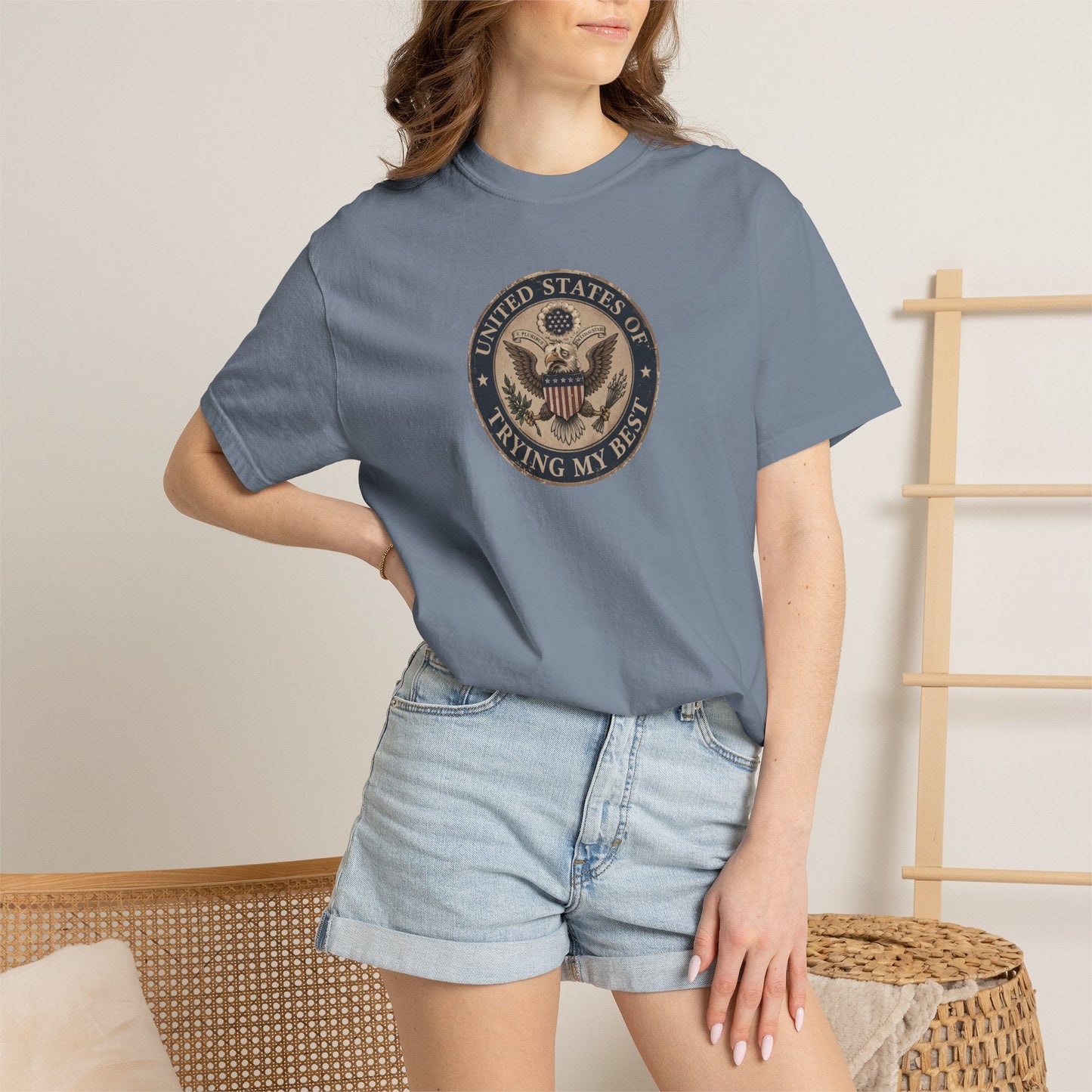 États-Unis de Faire de Mon Mieux T-Shirt Teint à la Garment