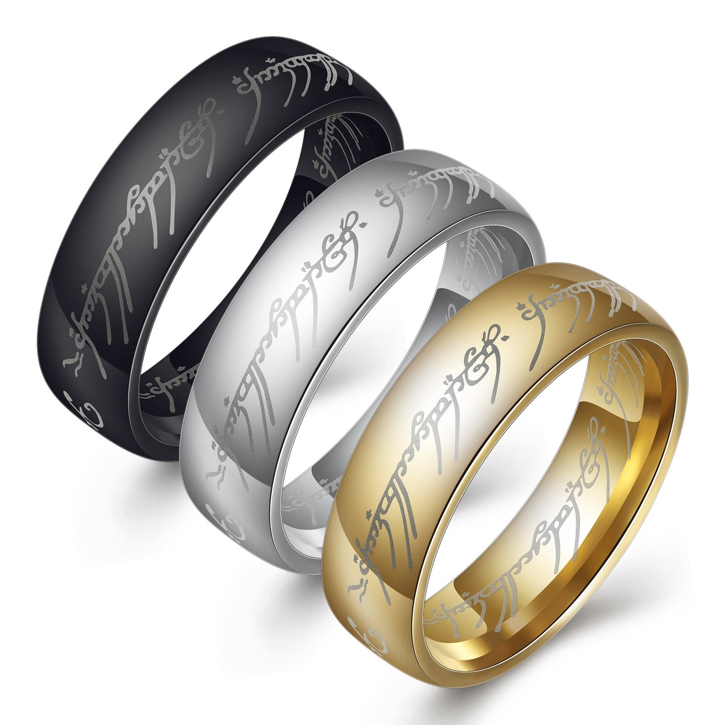 Bague en acier inoxydable avec police arabe personnalisée