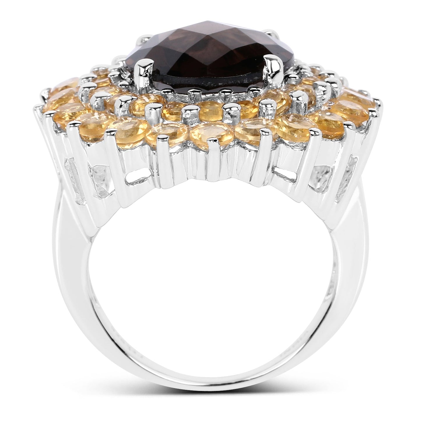 8.56 Carat Smoky Quartz & Citrine Sterling Silver Ring