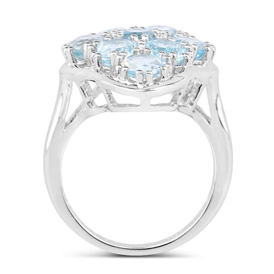 Bague en argent sterling avec topaze bleue véritable de 5,40 carats