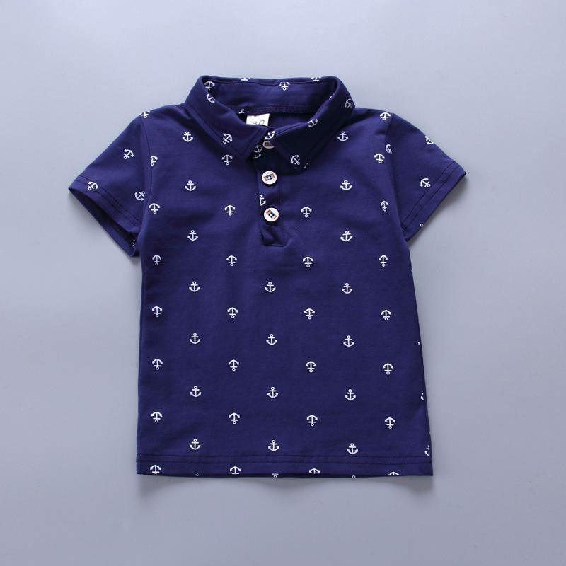 Conjunto de Camiseta y Pantalones Cortos con Estampado de Ancla para Bebés Niños Elegantes