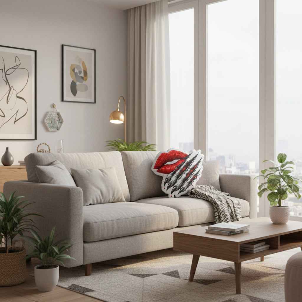 Almohada en forma de beso y garra – Edición Romance Oscuro