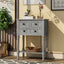 TREXM Narrow Console Desk, Thin Sofa Table with Three Storage Drawers and Living Room Bottom Shelves (Grey Washed) - Korvel