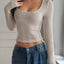 Ribbed Long Sleeve Crop T-Shirt