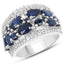 Bague en Argent Sterling avec Saphir Bleu de 3,61 Carats et Zircon Blanc