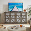 65-Inch Slate Gray Faux Rattan Sideboard with Barn Doors
