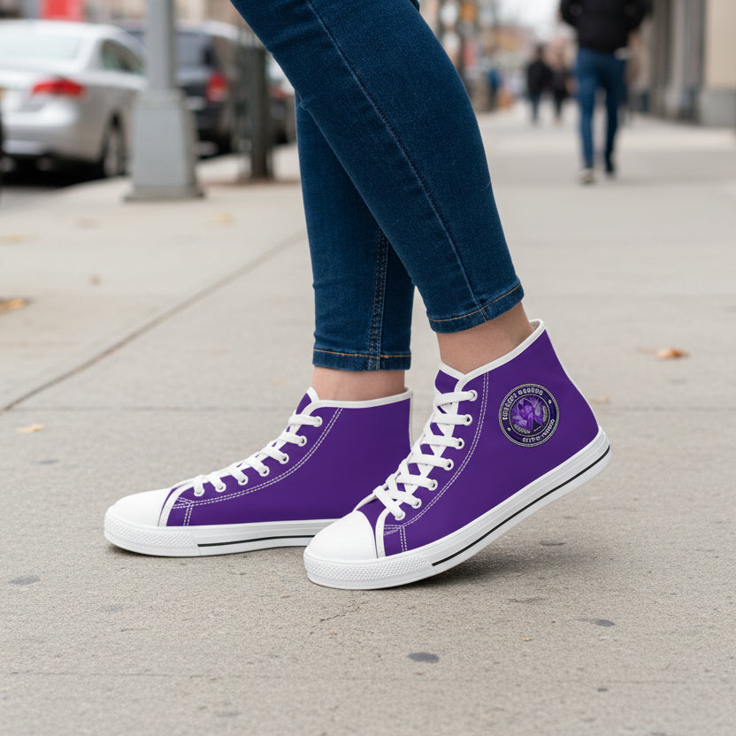 Women’s Purple High-Top Sneakers – Epilepsy Awareness Design