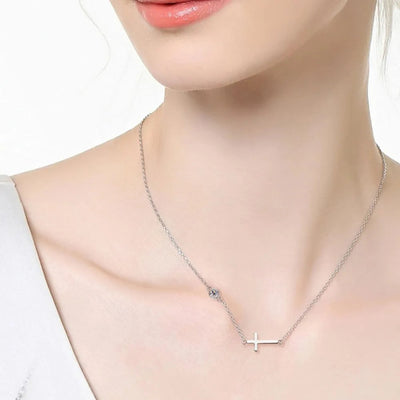 Cross 925 Sterling Silver Moissanite Necklace - Korvel