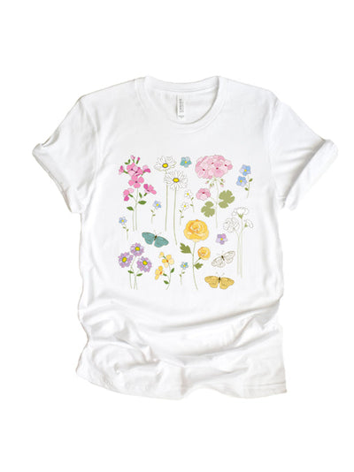Flowers and Butterflies Unisex T-Shirt - Korvel