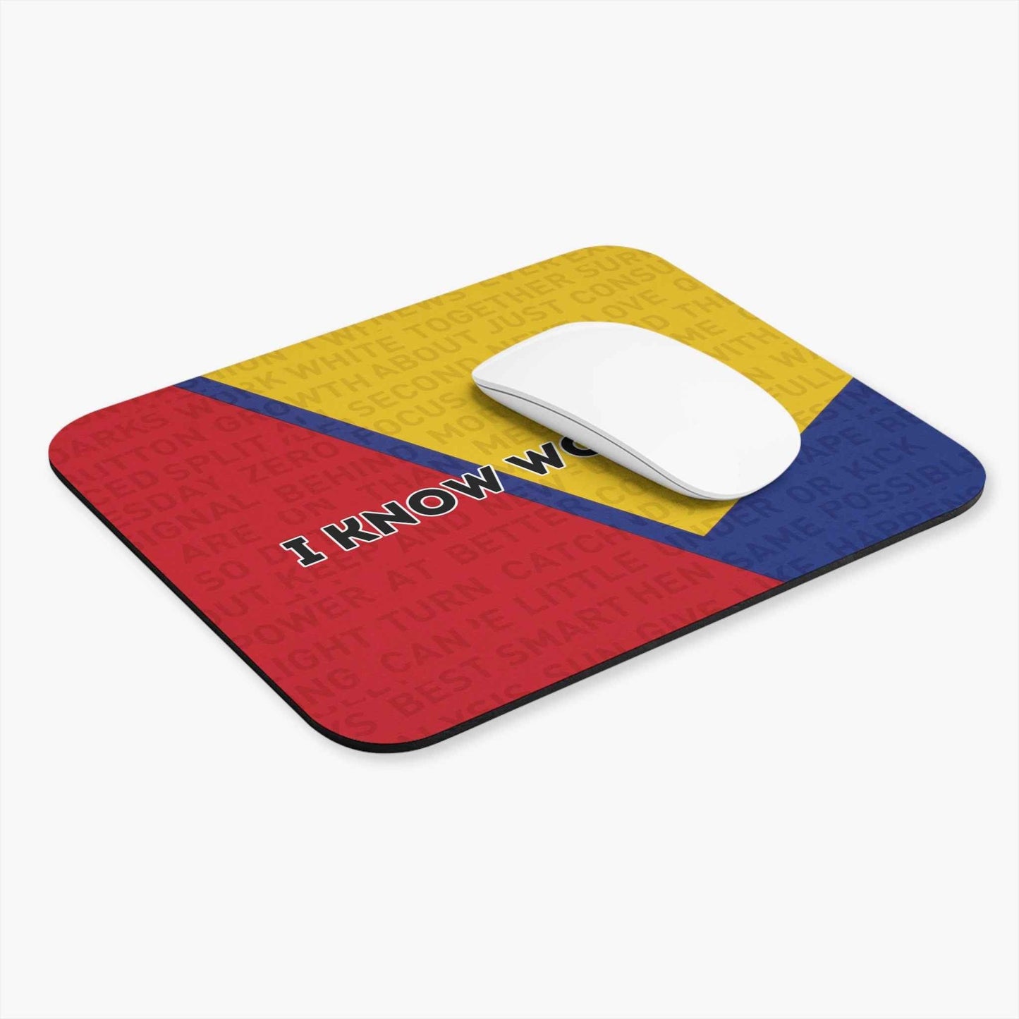 Tapis de souris I Know Words | Accessoire de bureau parodique politique