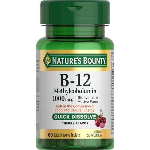 Tabletas de disolución rápida de vitamina B-12 de Nature's Bounty, sabor cereza