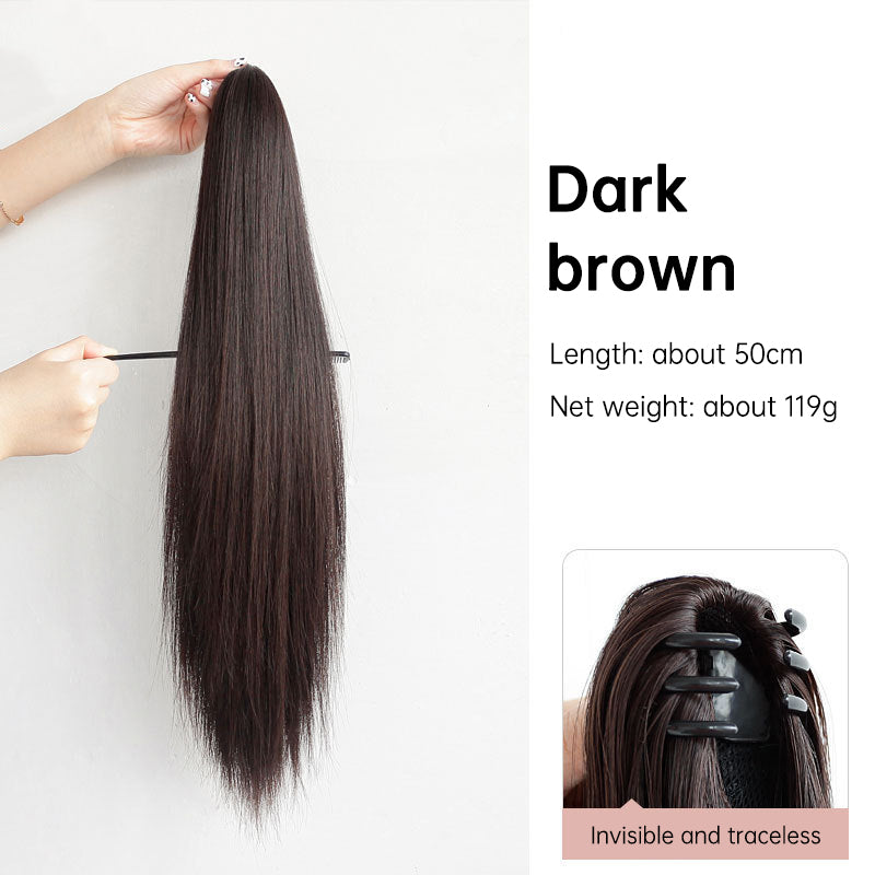 Grab clip ponytail wig female straight hair ponytail mini small grab clip ponytail long straight hair chemical fiber wig high ponytail - Korvel
