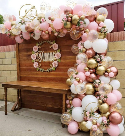 Kit de guirlande de ballons rose et blanc de 142 pièces pour célébrations
