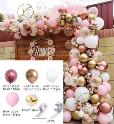 Kit de guirlande de ballons rose et blanc de 142 pièces pour célébrations