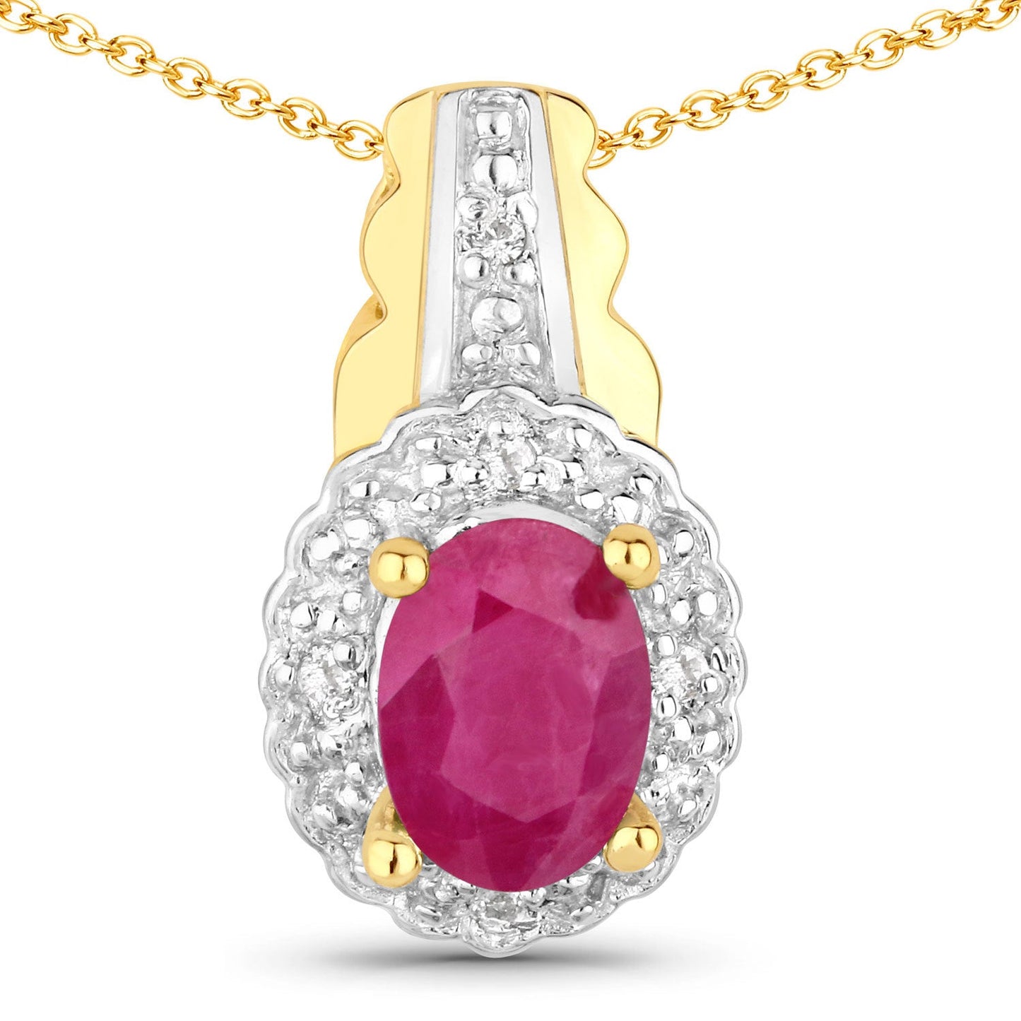 Ensemble de bijoux en rubis véritable de 1,94 carat et topaze blanche