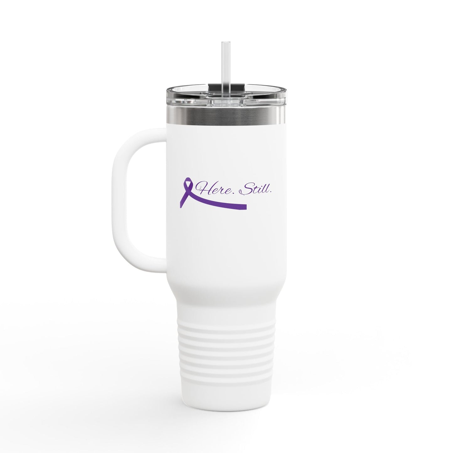 Aquí. Aún. Taza de viaje aislada de 40 oz - Conciencia sobre la epilepsia