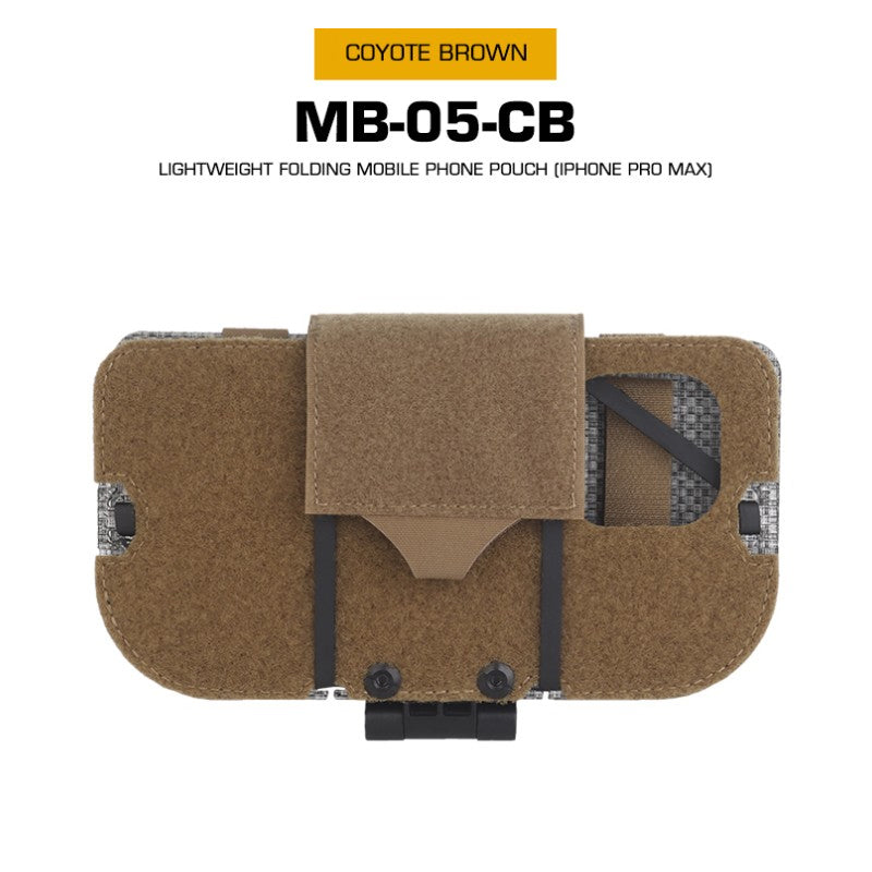 Tactical Phone Pouch, Molle, for Airsoft, Camping, Hunting. Foldable, for Phone & Map. - Korvel
