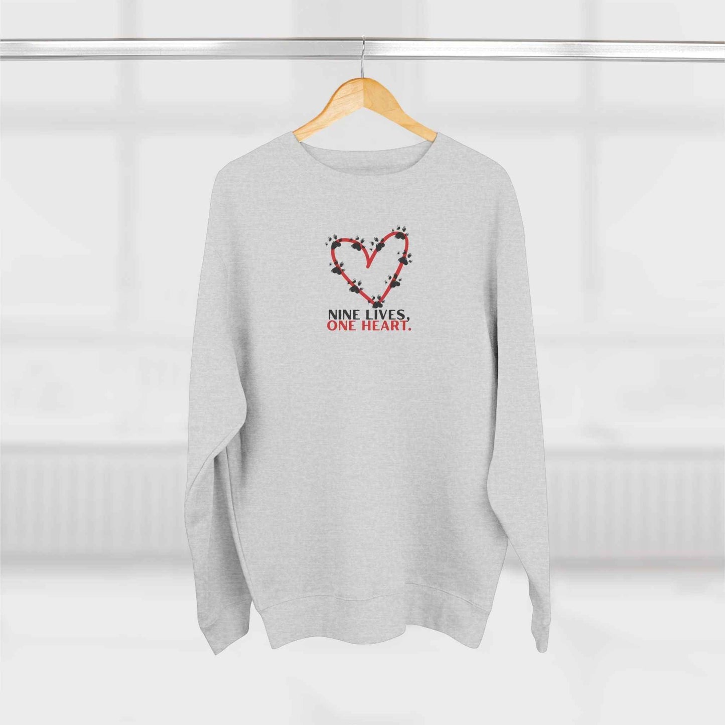 Nine Lives, One Heart Cat Lover Sweatshirt