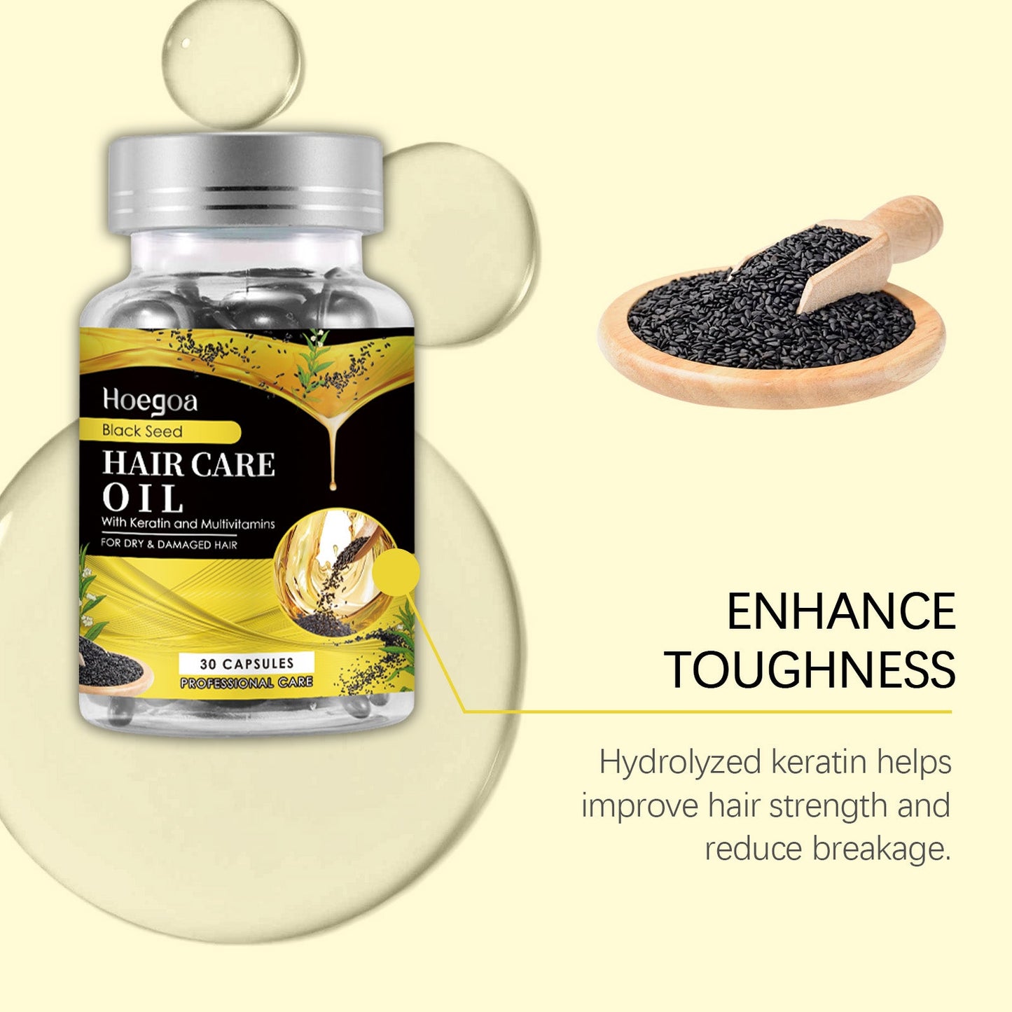 Black Sesame Oil Hair Care Capsules Nourish And Repair Dry Hair And Smooth Hair Care Essential Oil - Korvel