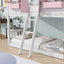 Twin over Twin House Bunk Bed with Roof , Window, Window Box, Door , with Safety Guardrails and Ladder, Pink/White - Korvel