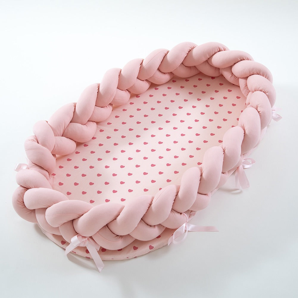 All-Cotton Woven Folding Portable Crib Bionic Removable Manual Fence Three-Dimensional Protective Crib - Korvel