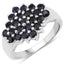Bague en cluster en saphir bleu de 1,56 carat en argent sterling
