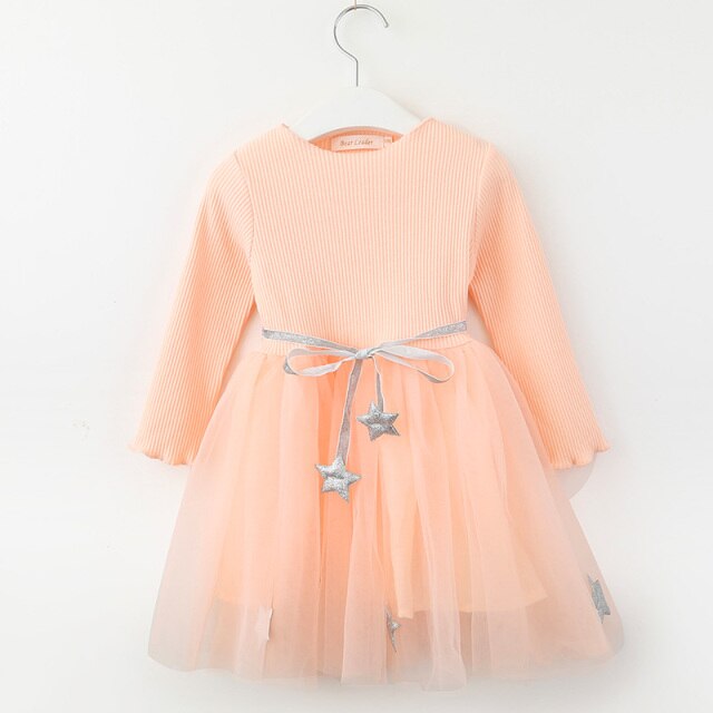 Bear Leader Girls Dress Pentagram Princess Dress Brand Girls Clothes Children Clothing European and American Style Girls Dresses - Korvel