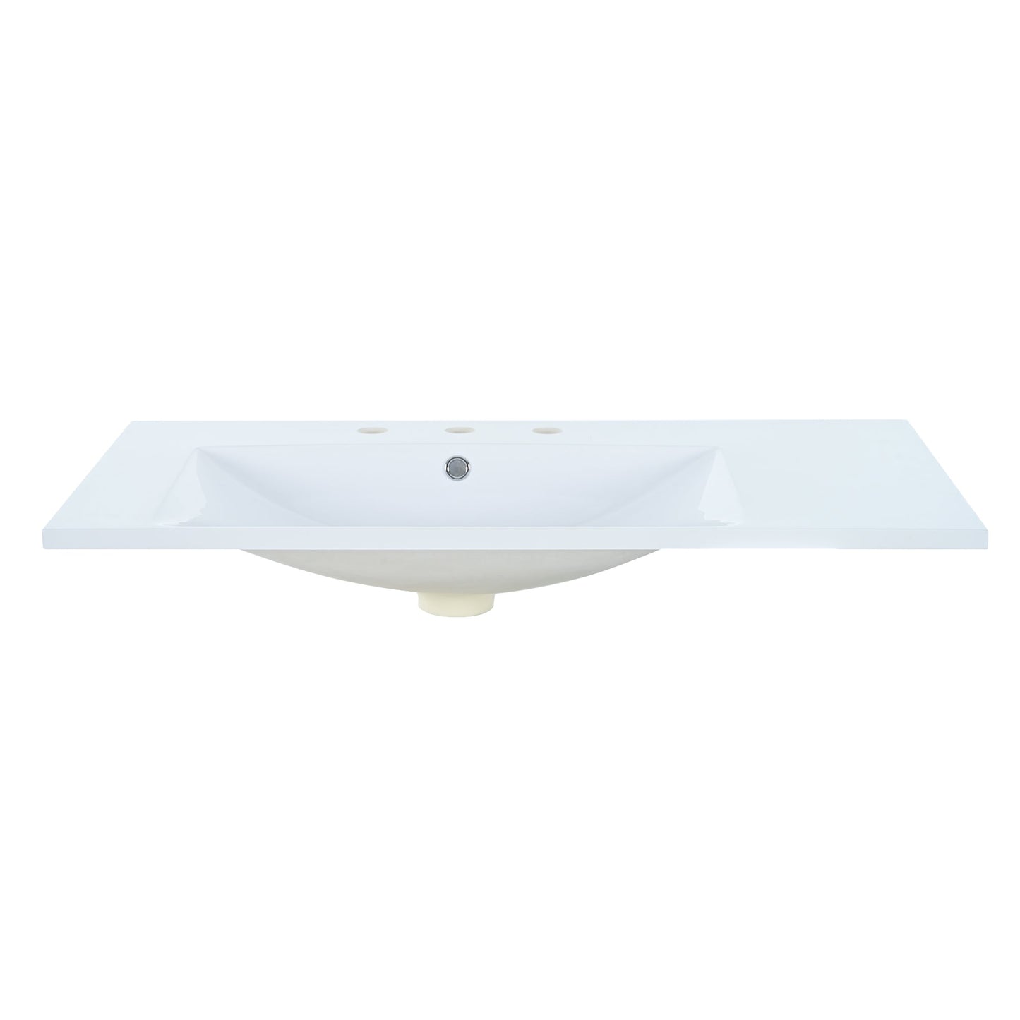 36" Single Bathroom Basin Sink, Left Offset Sink Vanity Top Only, 3-Faucet Holes, Resin - Korvel