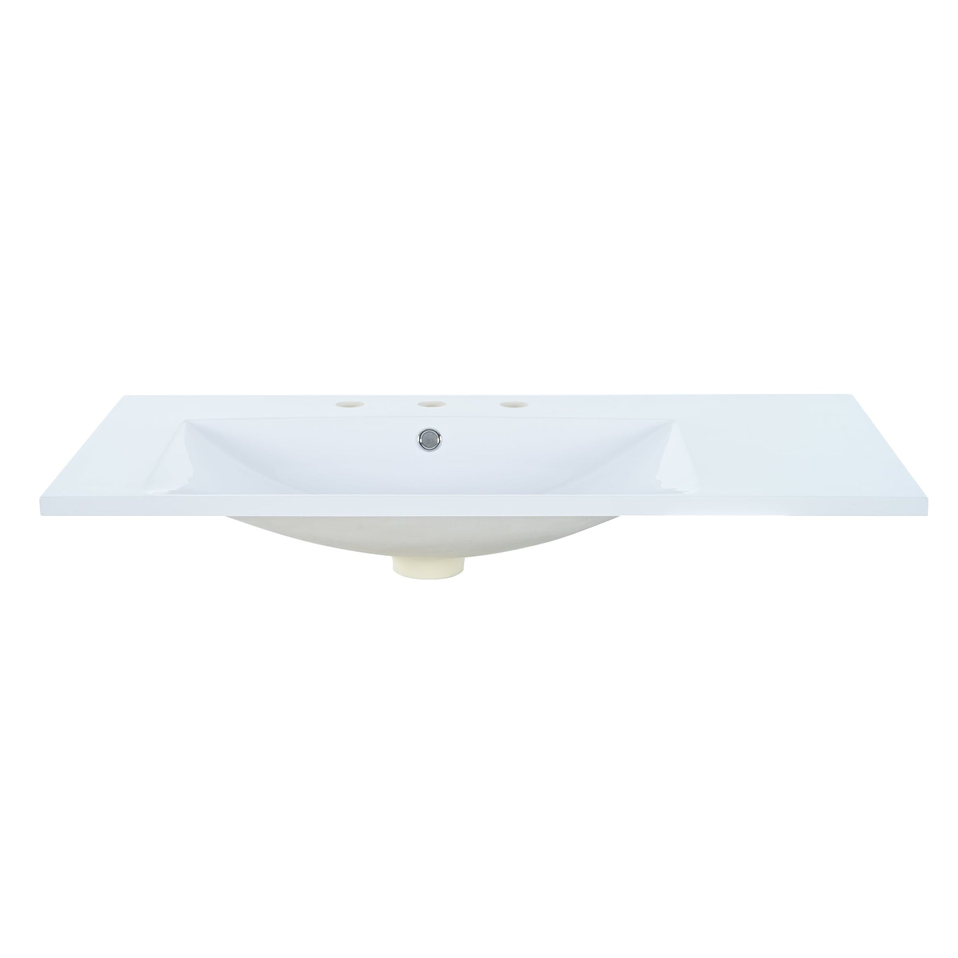 36" Single Bathroom Basin Sink, Left Offset Sink Vanity Top Only, 3-Faucet Holes, Resin - Korvel