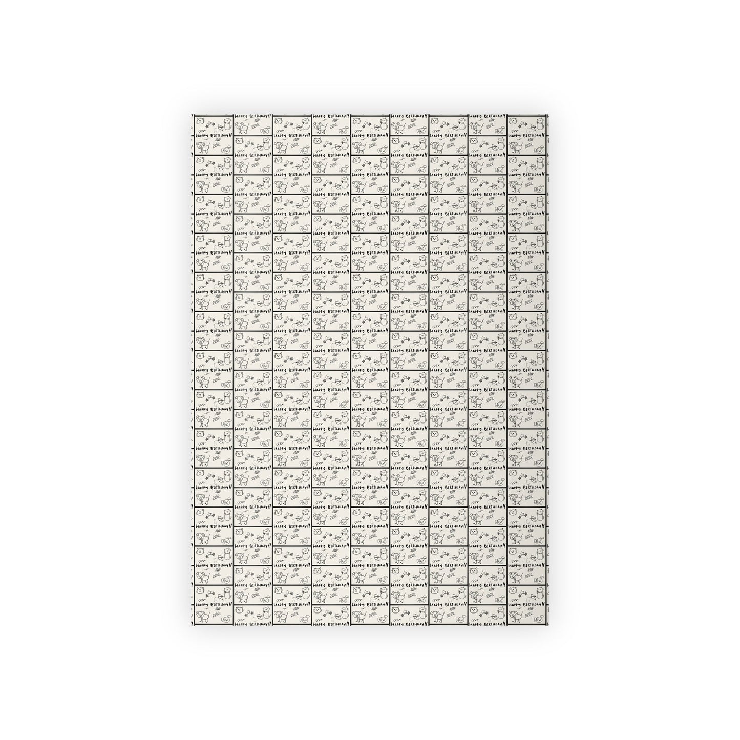 Sketched Puppies & Kitties Birthday Gift Wrap Roll