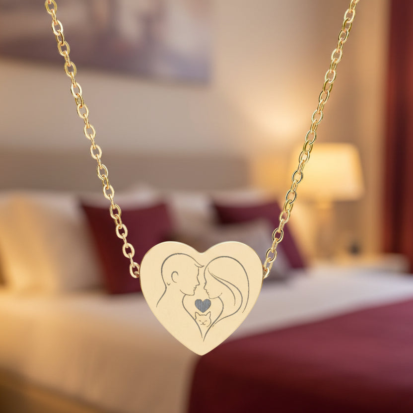 Couple & Cat Heart Necklace – A Timeless Keepsake