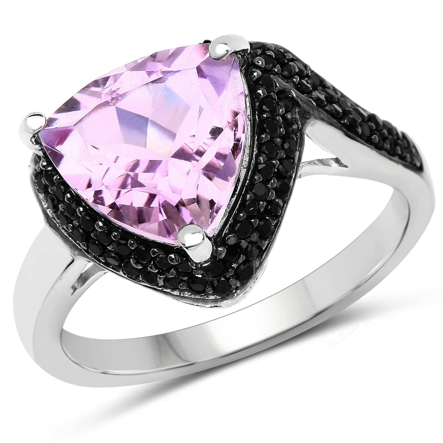 3.53 Carat Pink Amethyst & Black Spinel Sterling Silver Ring