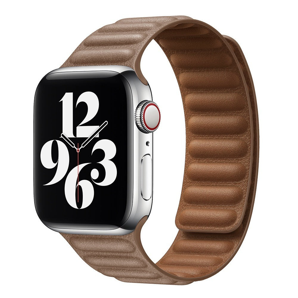 Suitable For iwatch8 Watchband S7 SE 6/5/43 Magnetic Suction New Leather Loopback Chain Apple Watch Wristband - Korvel