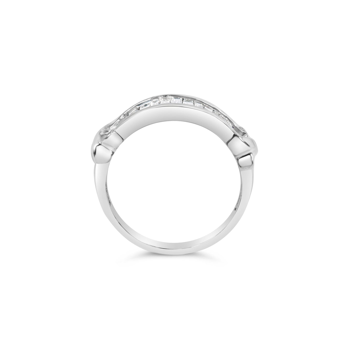 Anillo de boda de diamantes en corte baguette de plata esterlina .925