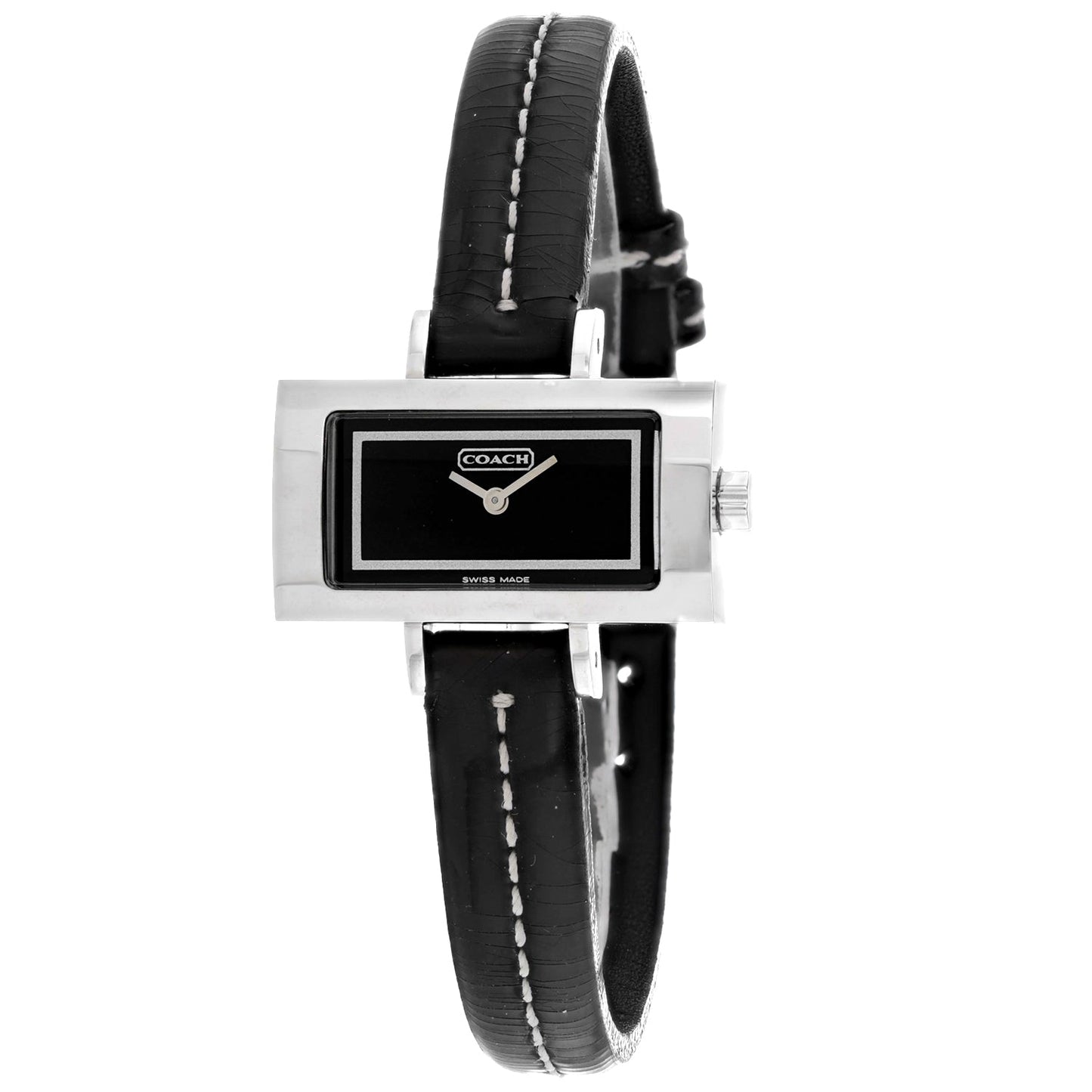Coach Women's Black Leather Silver Quartz Watch