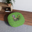 Curious Garden Cat Round Floor Pillow – Green Paw Print Accent Cushion