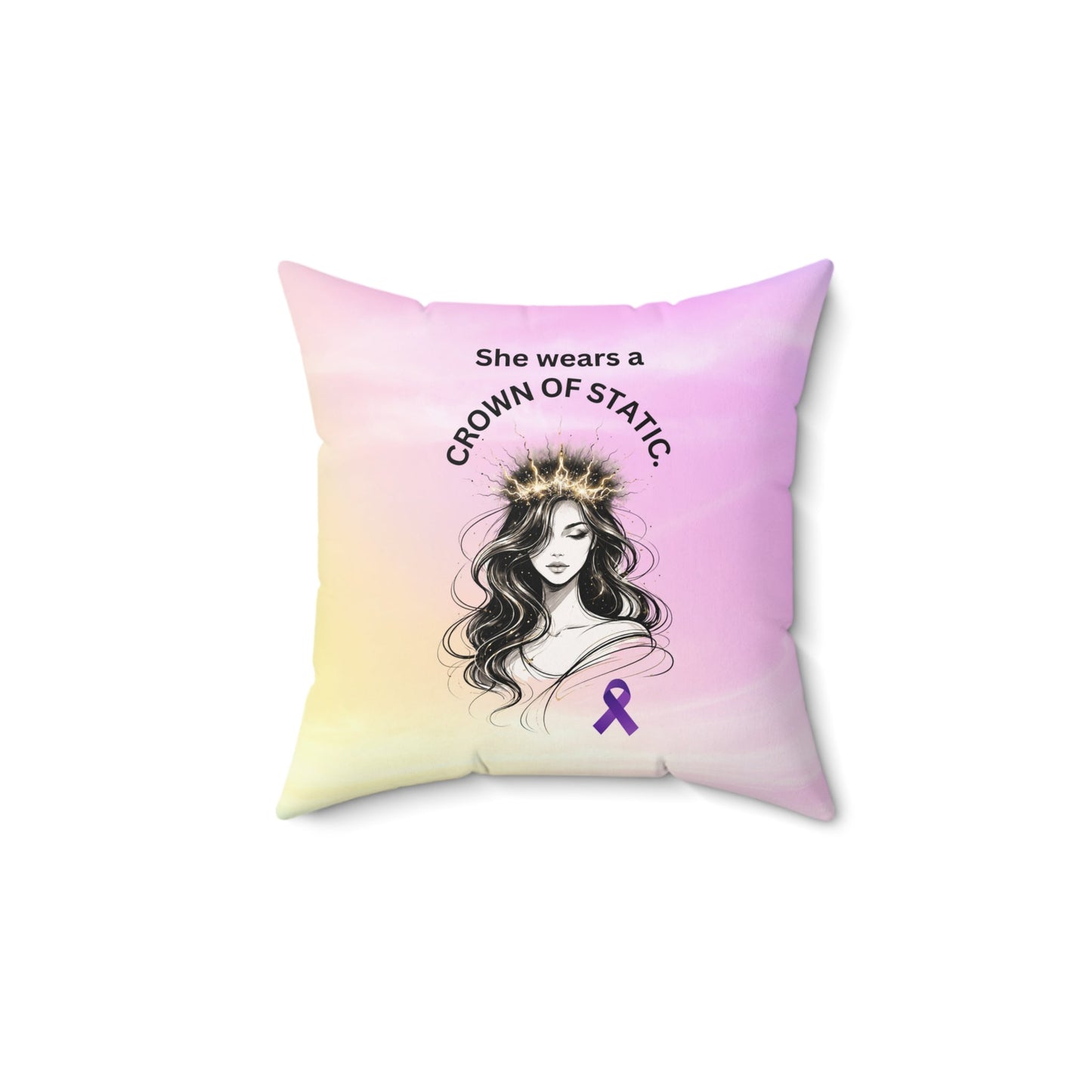Crown of Static Epilepsy Awareness Throw Pillow