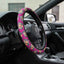 Furreal Retro Cat Steering Wheel Cover - Bold Pink Tropical Style