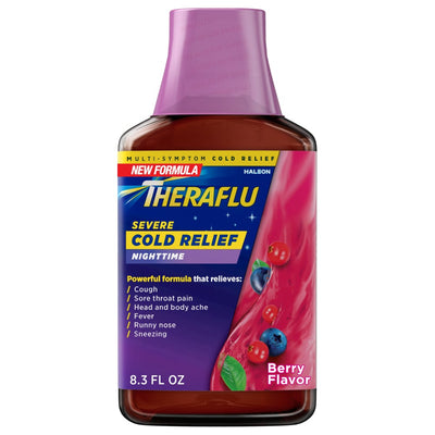Sirop de soulagement du rhume nocturne Theraflu - Saveur baie, 8,3 oz fl