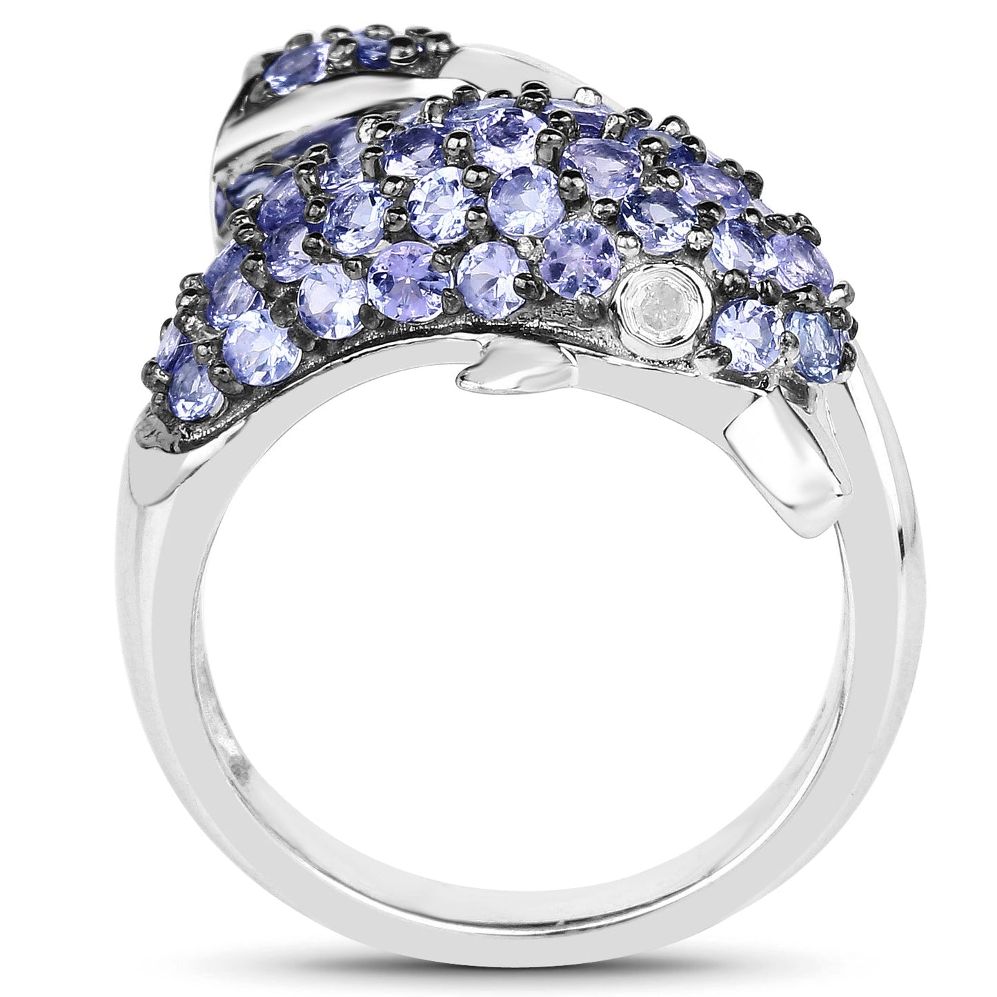 Bague en argent sterling avec tanzanite et diamant de 1,45 carat